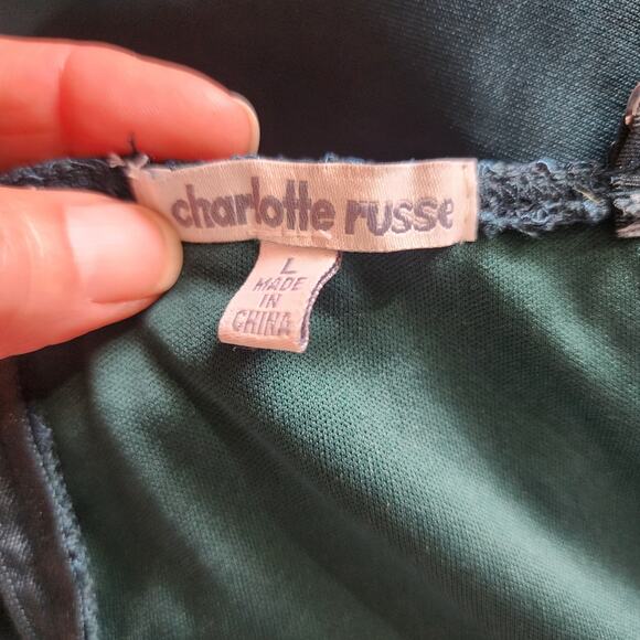 Charlotte Russe Green‎ Short  A-line Dress Lace Bodice Spaghetti Strap Large - Picture 5 of 6